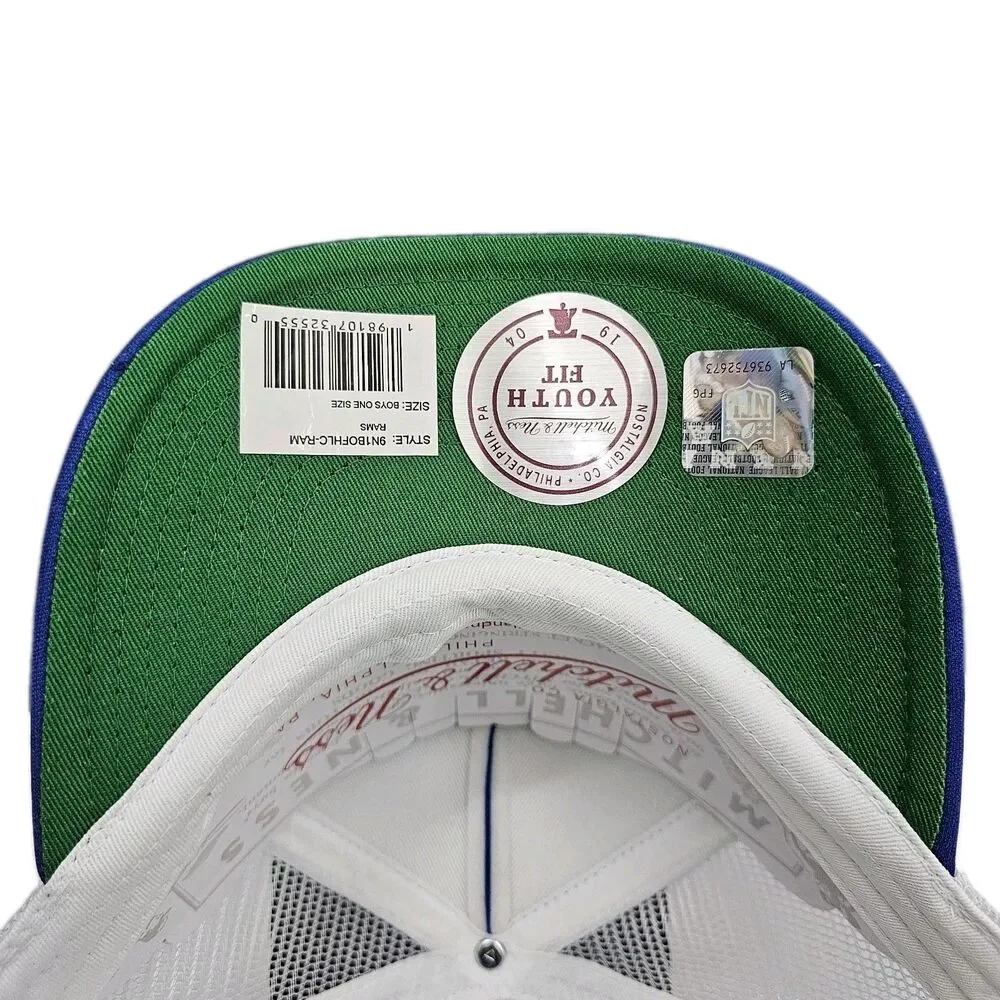 Youth Mitchell & Ness Royal Los Angeles Rams Stripe Trucker Adjustable Hat